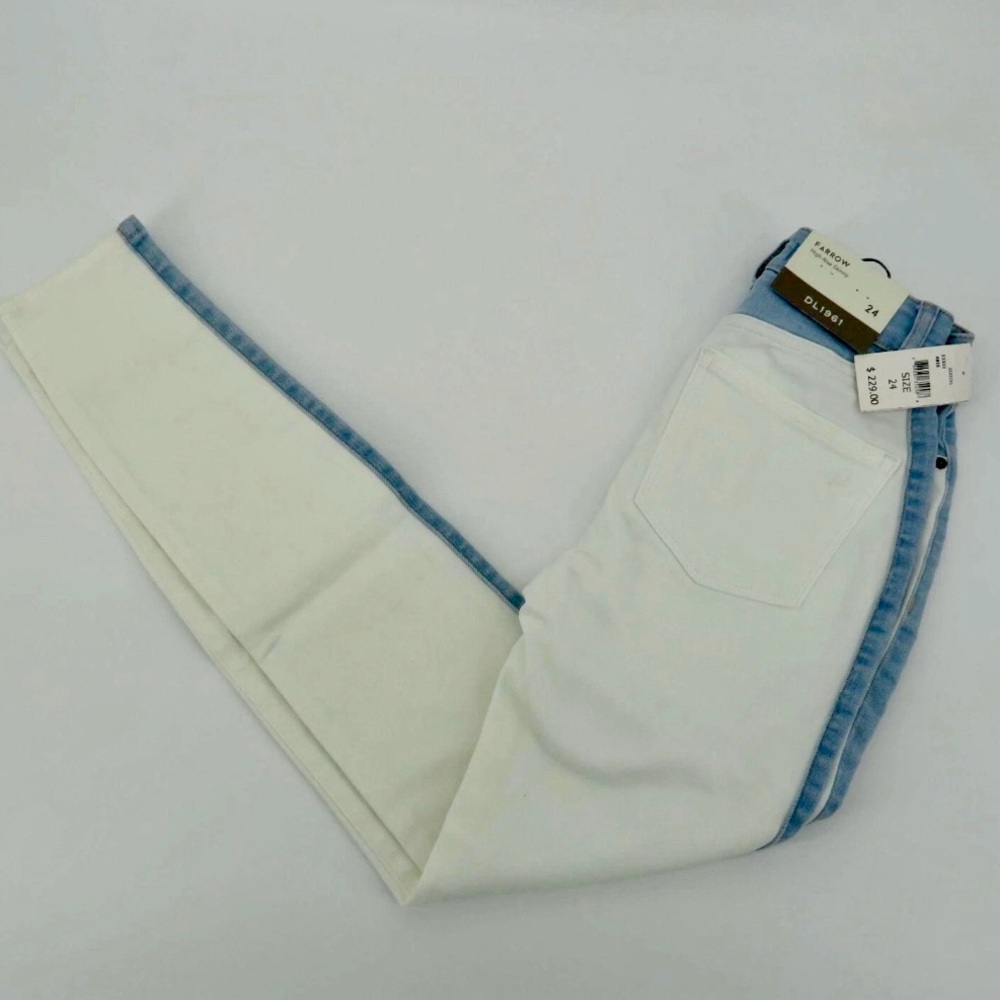 Nwt DL1961 Farrow High-Rise Skinny Jeans - White and Light Blue